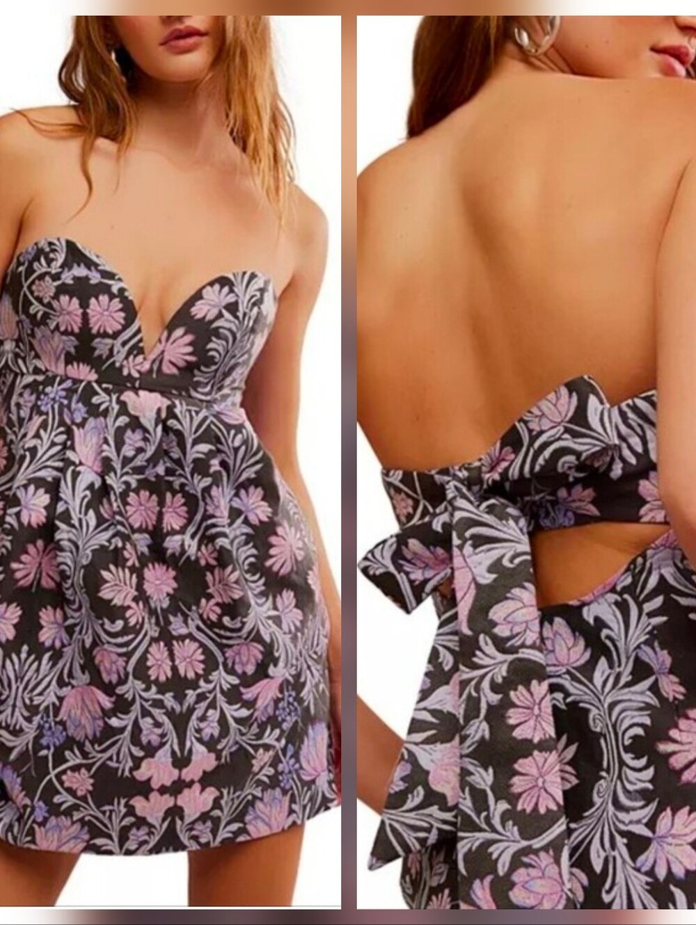 FREE PEOPLE Floreo Strapless Jacquard Minidress